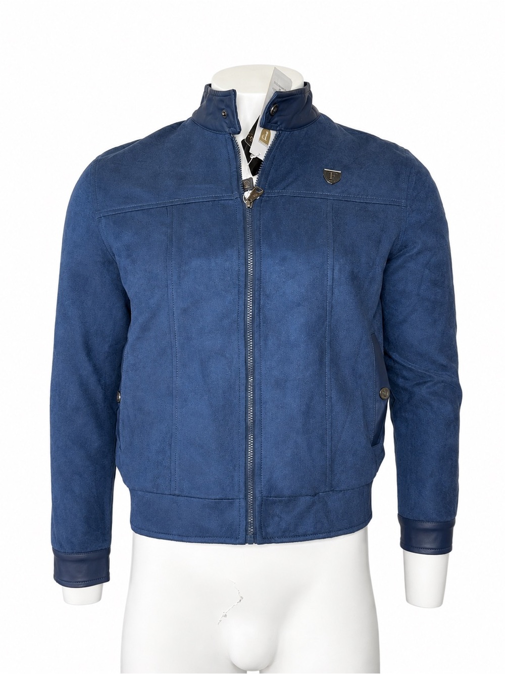 Fratelli Men’s Navy Blue Faux Suede Bomber Jacket Full Zip NWT
